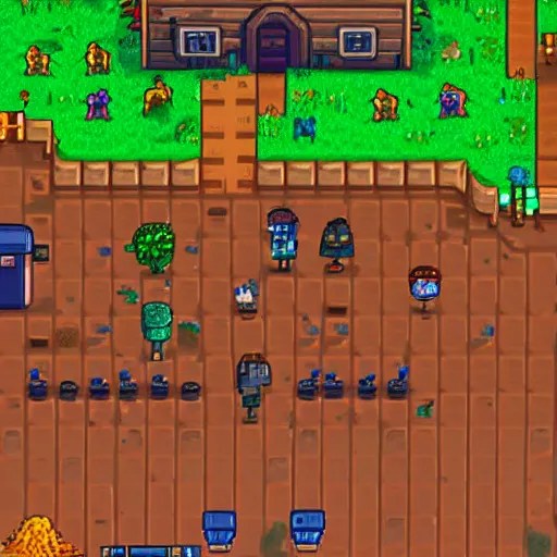 people who are also trash cans in the style of Stardew Stable