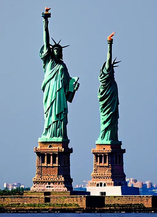 the statue of liberty and cristo redentor dancing some Stable Diffusion OpenArt