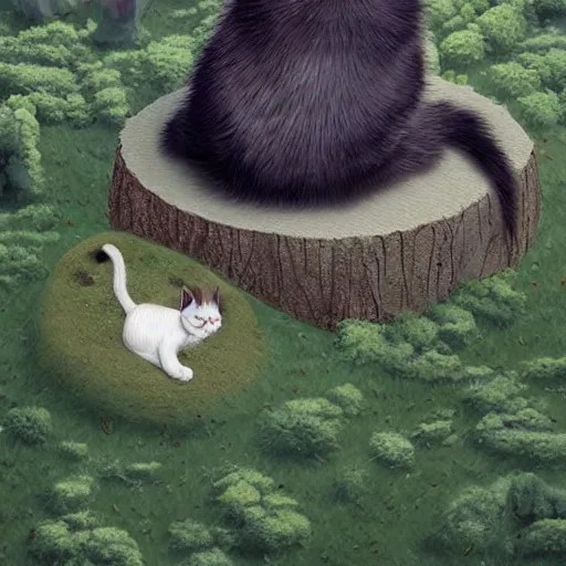 a cat zen master meditating on hillside, next to a Stable Diffusion