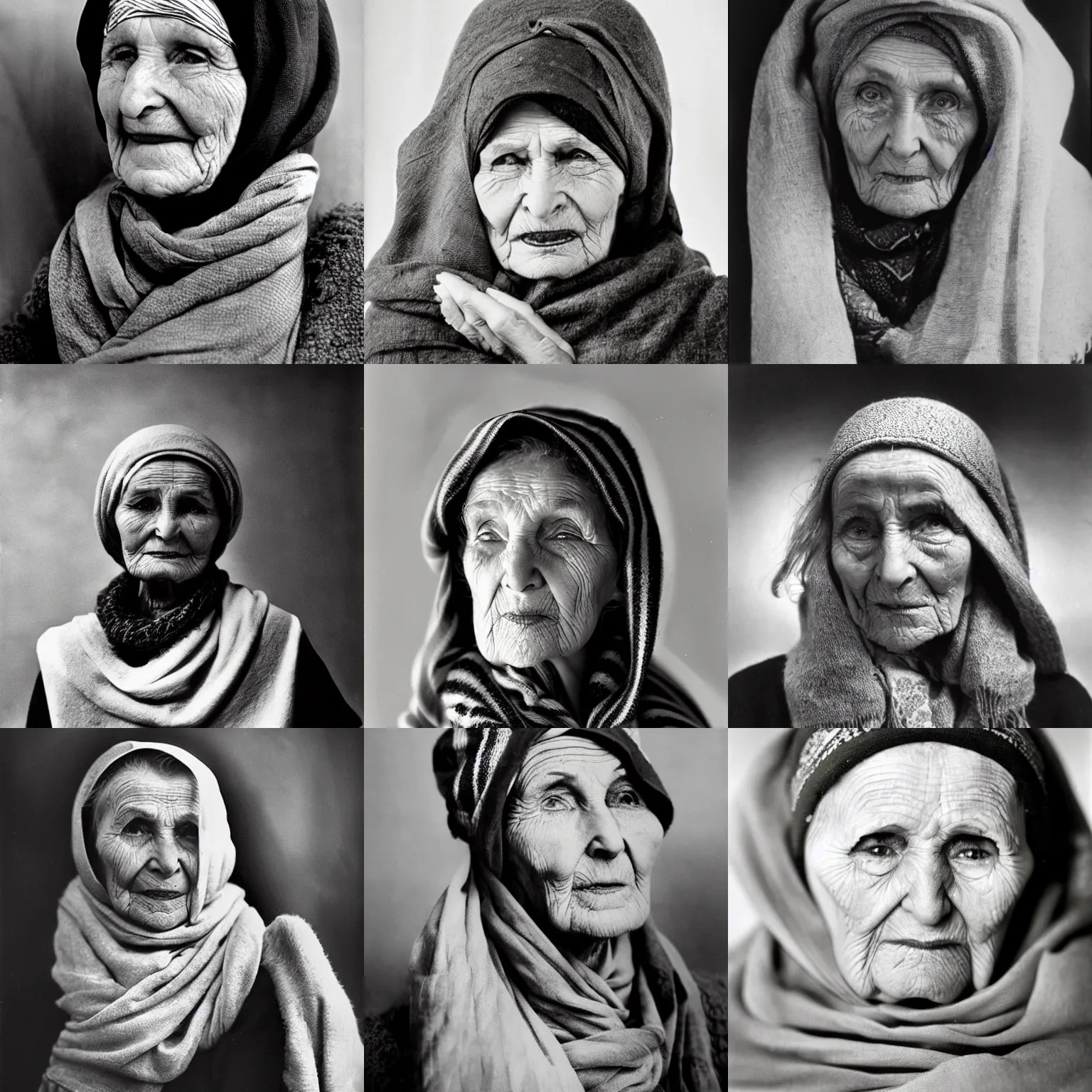 an old eastern european woman in scarf, award winning Stable Diffusion