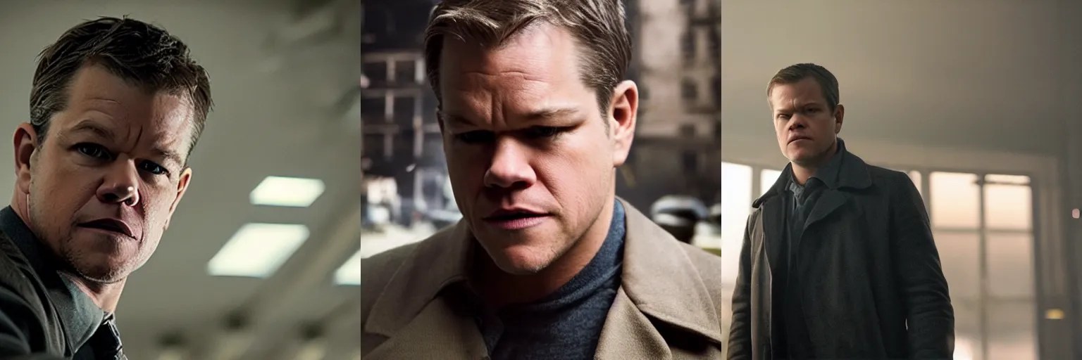 closeup of Matt Damon as a detective in a movie Stable Diffusion OpenArt