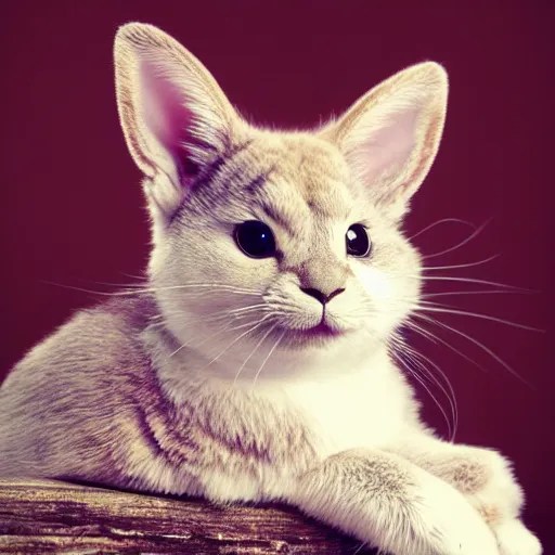 cabbit, a cross between a rabbit and a cat, cute Stable Diffusion