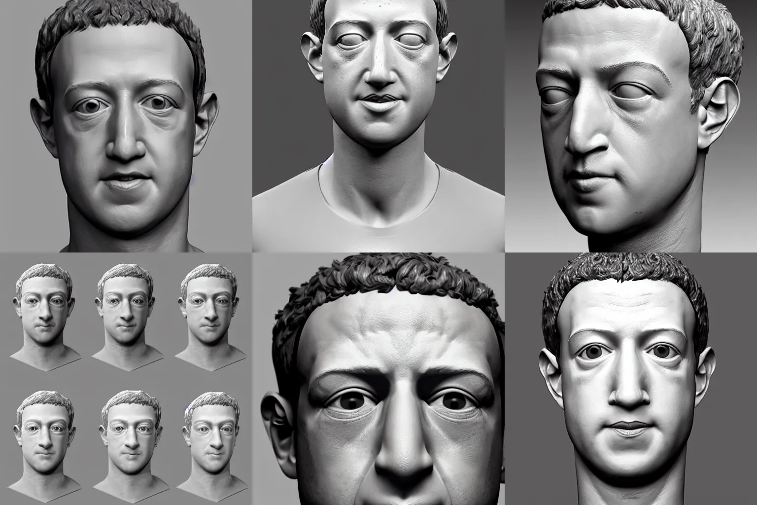 Zbrush sculpture 3d mark Zuckerberg clay render, Stable Diffusion OpenArt