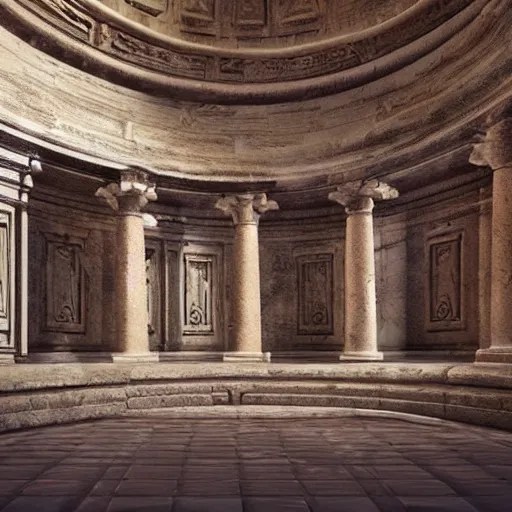 very realistic interior of an ancient roman temple Stable Diffusion