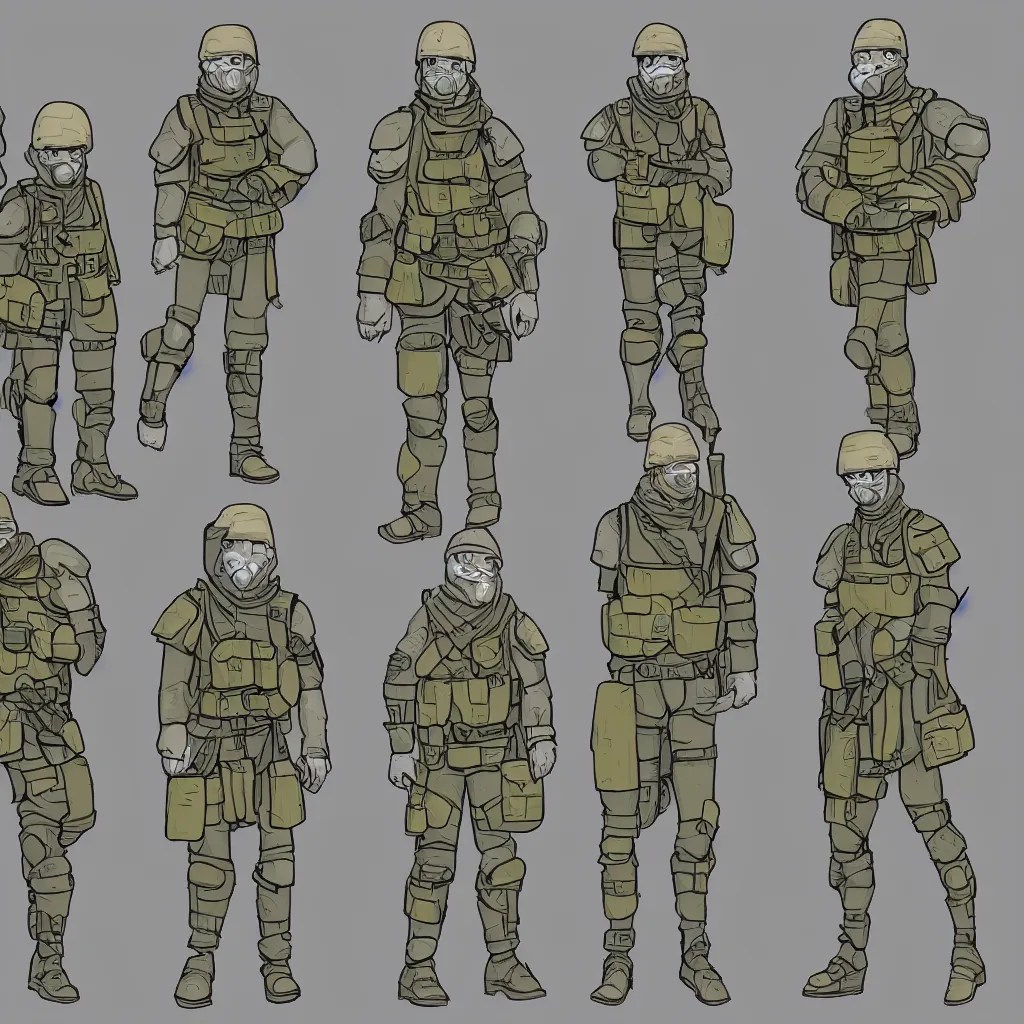 character reference sheet for an armoured modern Stable Diffusion