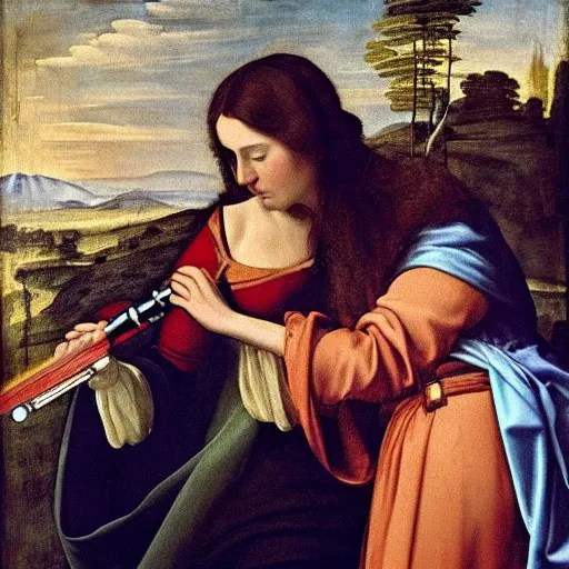 renaissance painting of a princess holding a lightsaber Stable Diffusion OpenArt