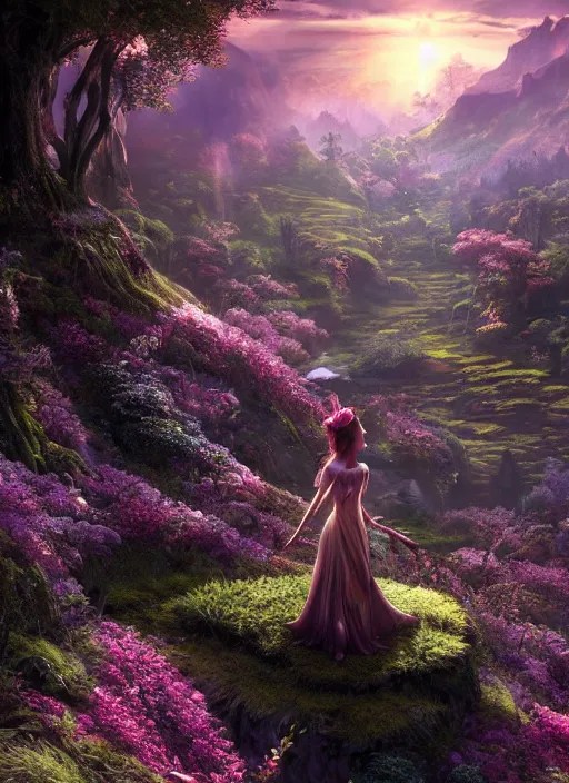 an elegant fairy playing in the distance, lord of the Stable