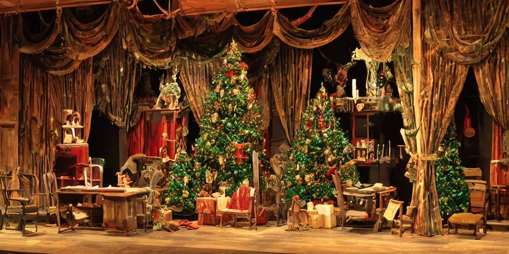 set design stage design for a christmas carol | Stable Diffusion
