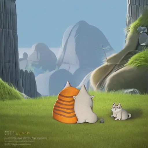 a cat zen master meditating on hillside, next to a Stable Diffusion