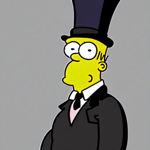 homer simpson wearing a top hat ( high quality and Stable Diffusion