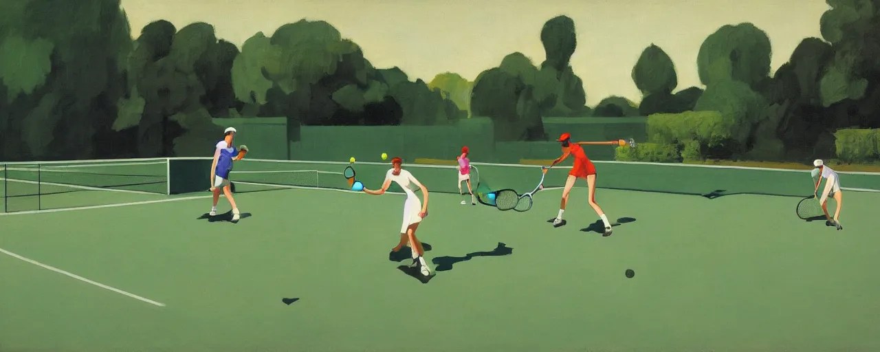 illustration of badminton game by ilya kuvshinov Stable Diffusion