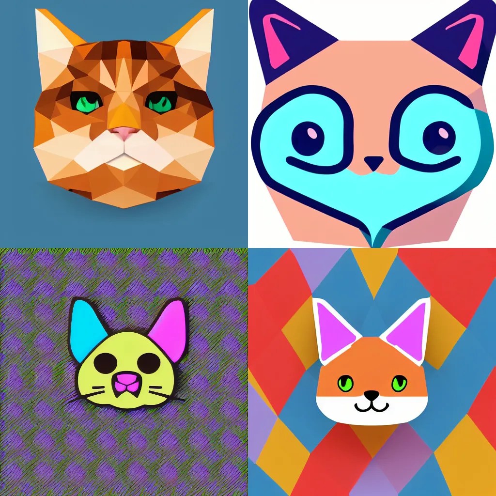 cute, low polygon render of a cat icon emoji, highly Stable Diffusion