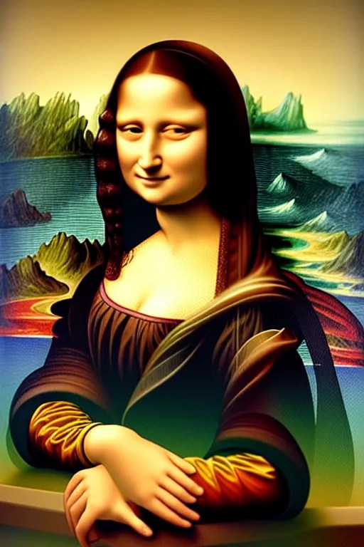 a painting similar to the mona lisa portrait but in Stable Diffusion