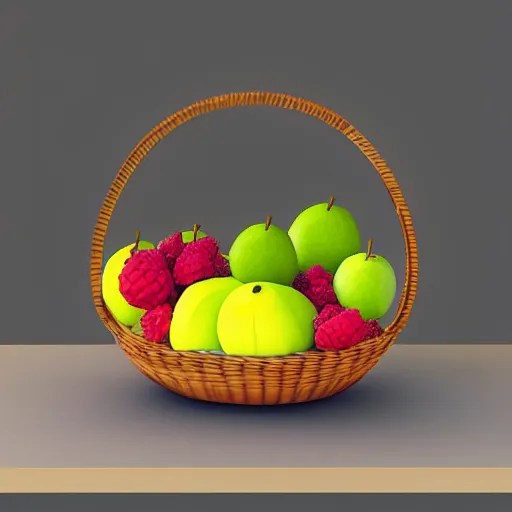 a fruit basket on top of a kitchen table, low poly Stable Diffusion OpenArt