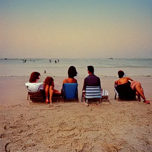 a photo of people at the beach, by william eggleston, Stable Diffusion