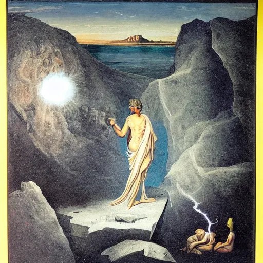 Plato's allegory of the cave, surrealist painting Stable Diffusion