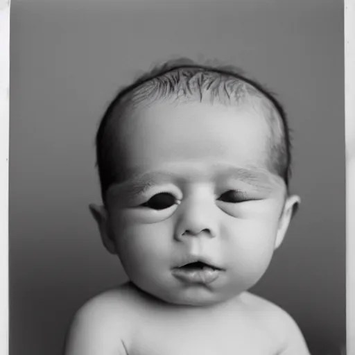 a new born baby with a square head, mutation, Stable Diffusion