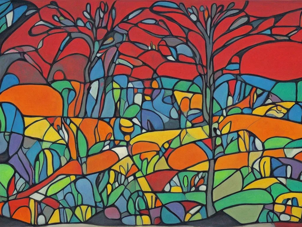 a beautiful landscape painting by norval morriseau, Stable Diffusion