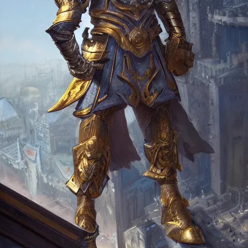A young king in golden armor making a speech from a Stable Diffusion