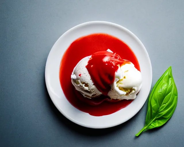 A photo of ketchup on vanilla ice cream, food Stable Diffusion OpenArt