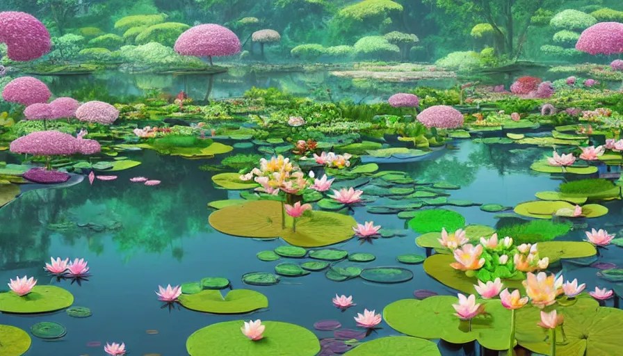 A highly detailed matte painting of a beautiful pond Stable Diffusion OpenArt