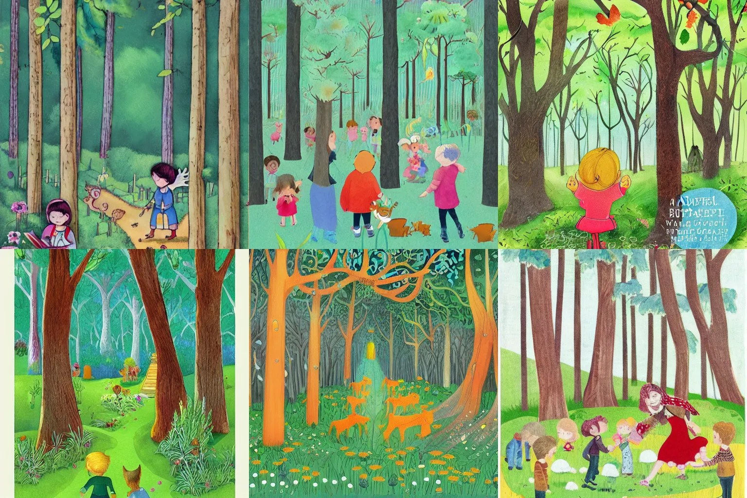 a beautiful forest, children’s book illustration Stable Diffusion
