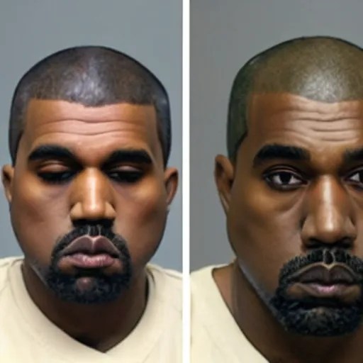 mugshot of sad kanye west, prison photo Stable Diffusion