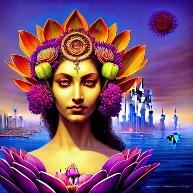 Beautiful 3d render of the flower queen goddess on a Stable Diffusion