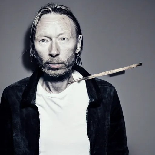 old aged Thom Yorke, Radiohead singer Thom Yorke, Stable Diffusion