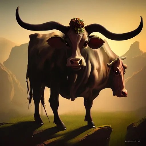 painting of the cow king from diablo two, by beeple, Stable Diffusion