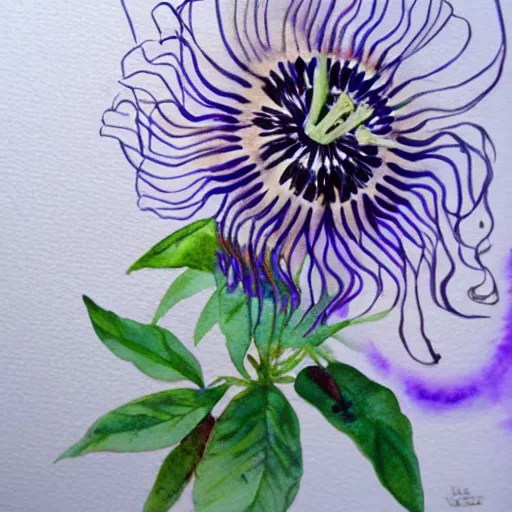 passion flowers painted in watercolours Stable Diffusion OpenArt