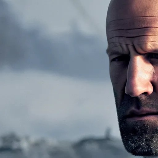 an film still of jason statham with long white hair Stable Diffusion