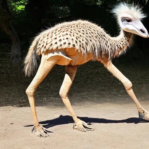 bipedal ostrich and crocodile hybrid animal, real Stable Diffusion