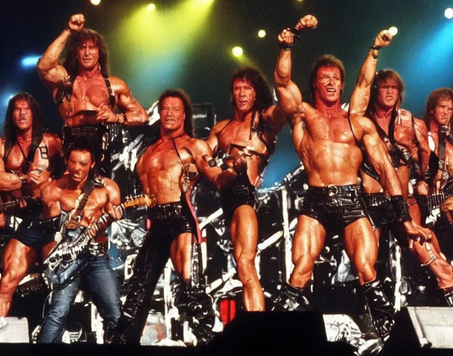 colour photo off arnold schwarzenegger, sylvester Stable Diffusion