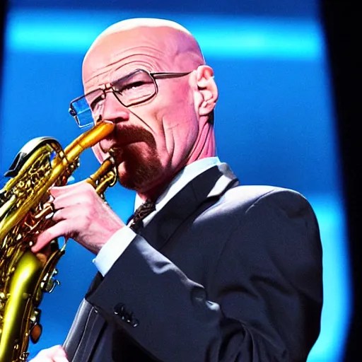 walter white playing the saxophone on america's got Stable Diffusion