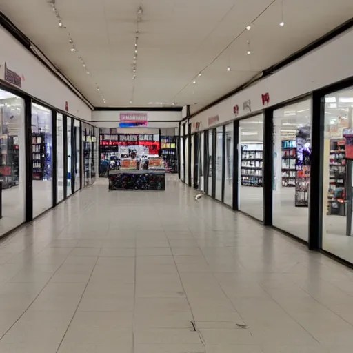photograph of empty retail store, empty shopping mall Stable