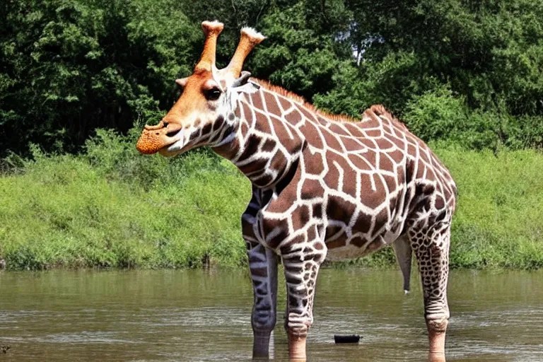 a giraffe hippo hybrid Stable Diffusion