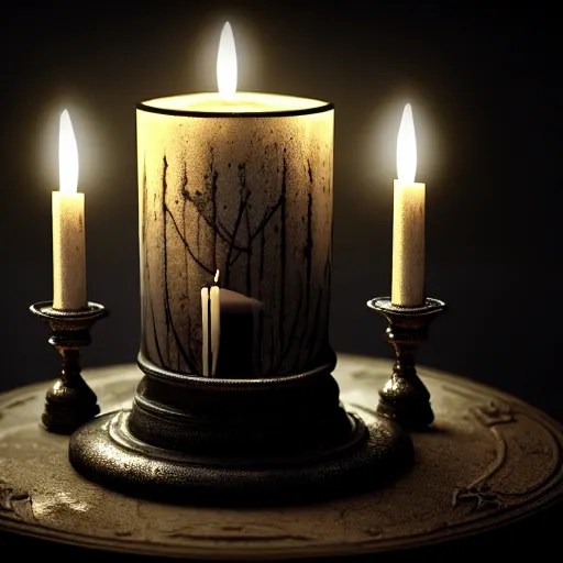 A candle in the darkness, intricate details, eerie, Stable Diffusion