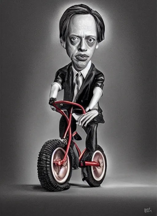 hyperrealism steve buscemi riding a tricycle, light Stable Diffusion