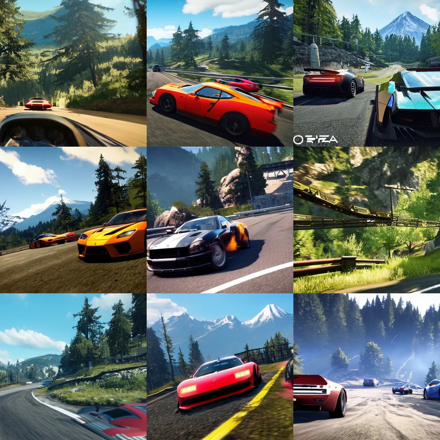 screenshot of forza horizon set in japan, mountain Stable Diffusion