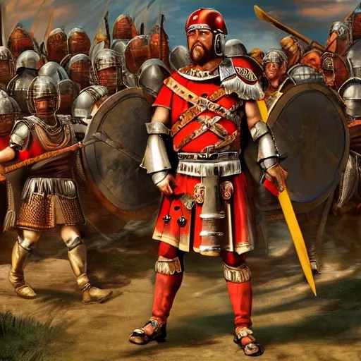 a roman centurion in front of his army, ancient rome, Stable Diffusion