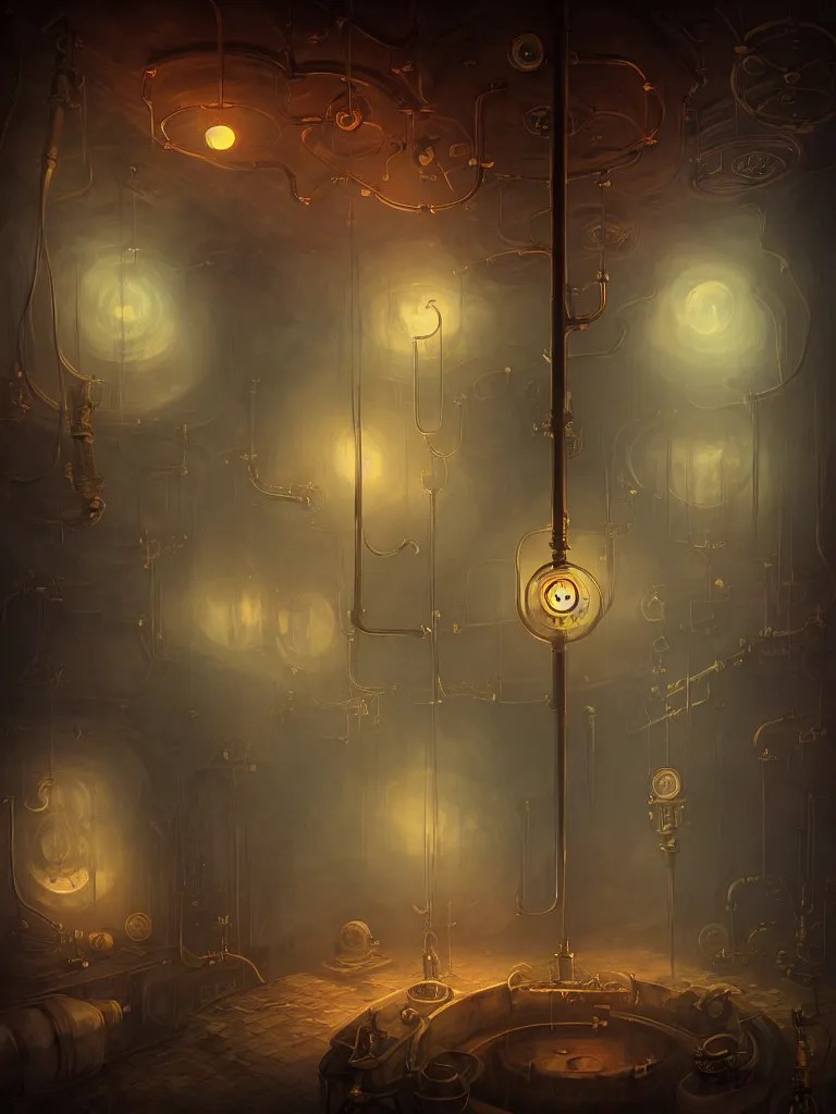 inside a steampunk steam room with pipes and clocks, Stable Diffusion