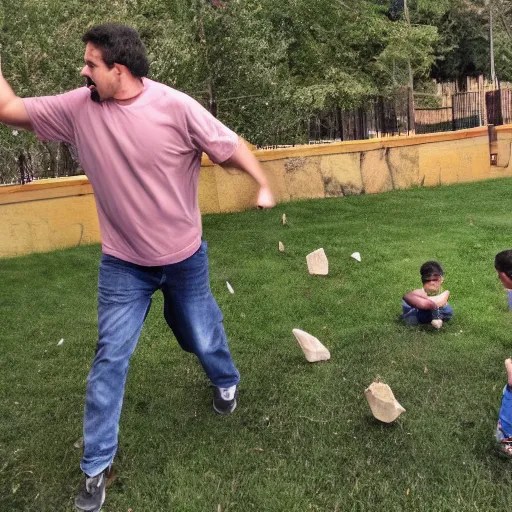 angry guy throwing rocks at children Stable Diffusion OpenArt