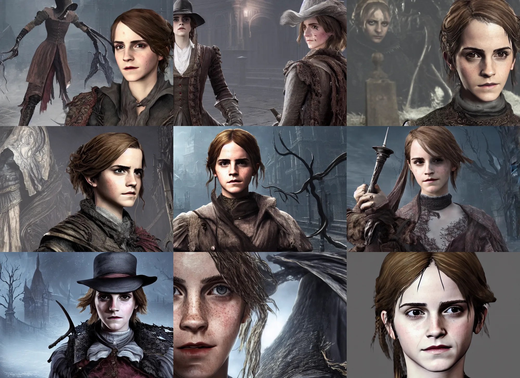 emma watson as an npc in bloodborne, detailed face, Stable Diffusion