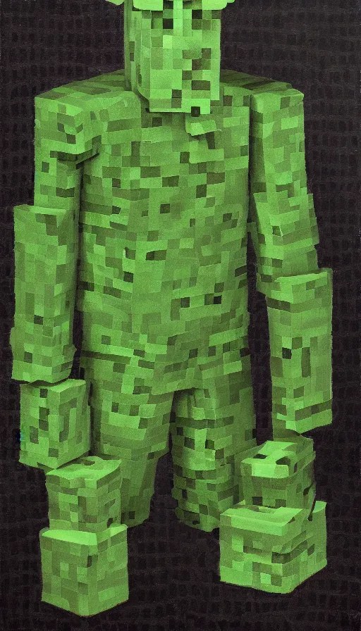 real life minecraft creeper full body portrait by ed Stable Diffusion