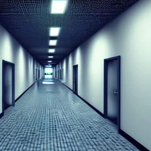 cctv footage of government facility hallway distorted Stable