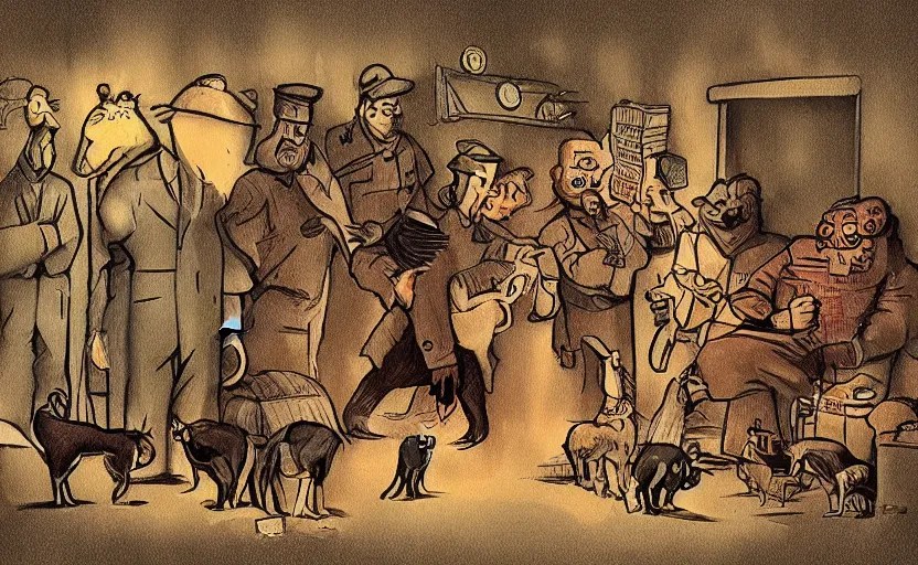 illustration of animal farm by orwell, Stable Diffusion OpenArt