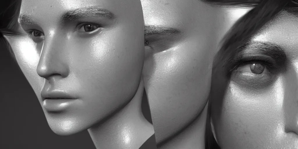 human face made of perfect mirror, silver mirror, Stable Diffusion