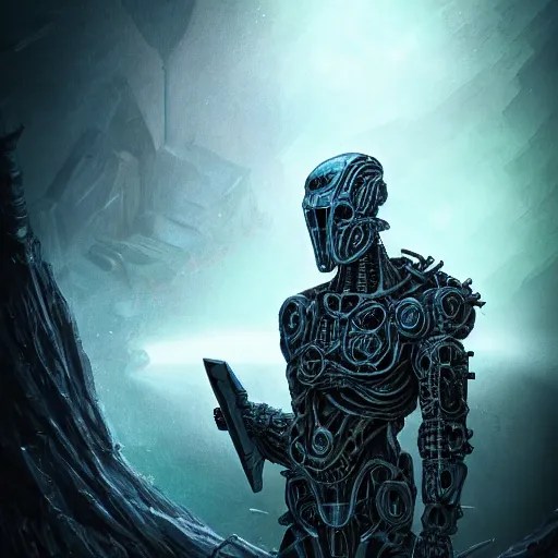 Photo of a (dormant) (Sentinel) holding the Stable Diffusion