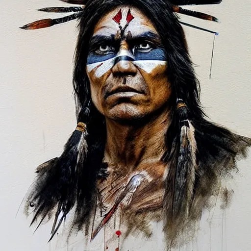 A Native American warrior, war paint, realistic, sharp Stable Diffusion